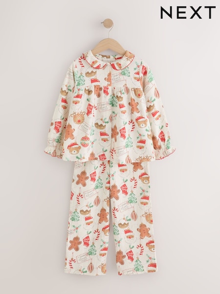 Red/Ecru - Woven Button Through Christmas Pyjamas (9mths-10yrs)