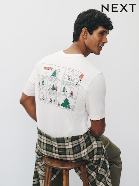 White Snoopy Comic Strip - Regular Christmas T-shirt