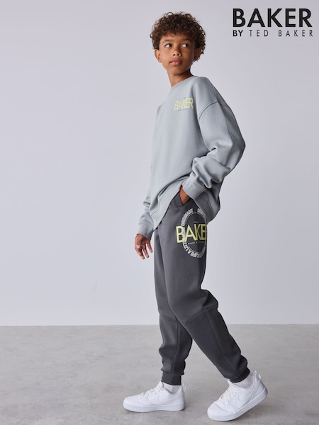 Grey Tonal - Baker By Ted Baker Oversized Graphic Sweatshirt And Joggers Set