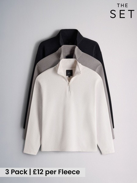 Navy/Grey - Regular The Set 3 Pack Half Zip Micro Fleeces