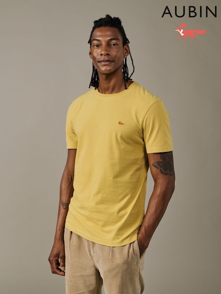 Yellow - Regular Aubin Yellow Cotton T-shirt