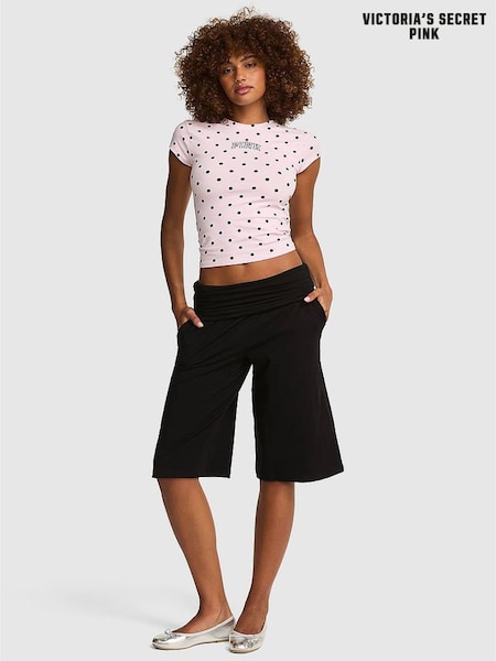 Black - Victoria's Secret Pink Cotton Foldover Long Shorts
