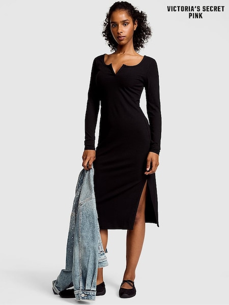 Black - Victoria's Secret Pink Ribbed Midi Dress