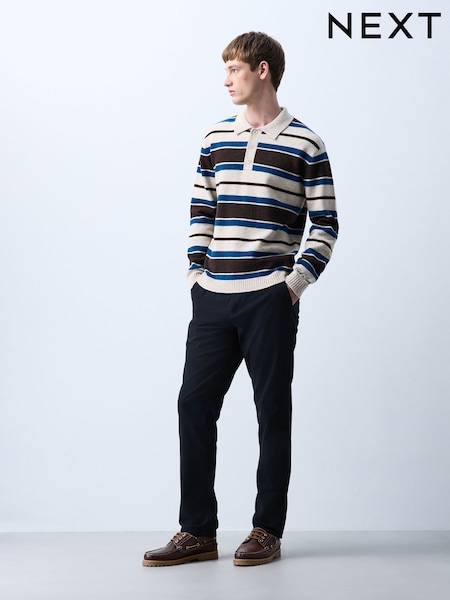 Navy - Slim Fit Chino Trousers