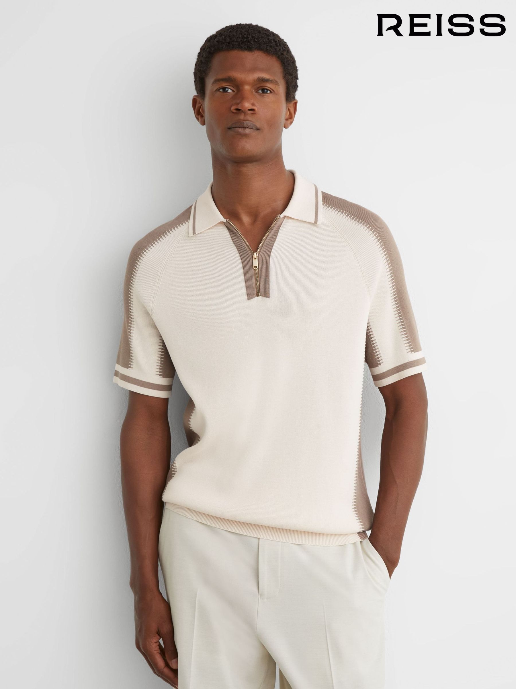 Knitted Zip Neck Polo Shirts | Small & Large Knitted Polos | Next