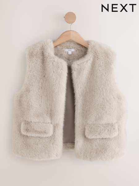 Grey - Faux Fur Gilet Cover-up