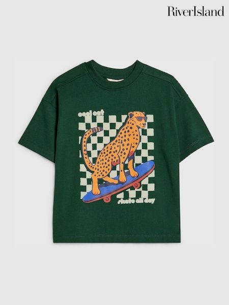 Green - River Island Leopard Print T-shirt