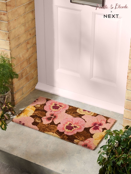 Poodle & Blonde Pansy Door Mat