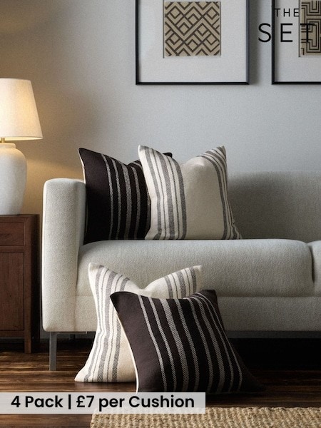 The Set 4 Pack Stripe Woven Cotton Cushion Covers