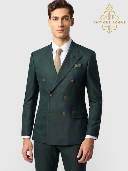 Green - Double Breasted Antique Rogue Texture Jacket
