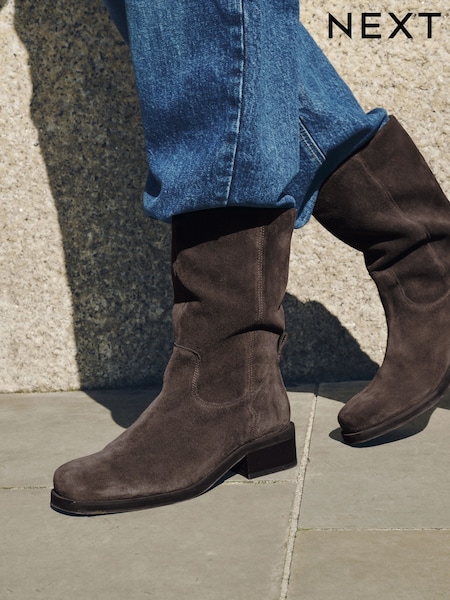 Chocolate Brown - Forever Comfort® Gaucho Midi Pull On Leather Boots