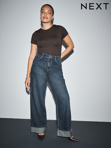 Dark Blue - Boyfriend Turn Up Jeans