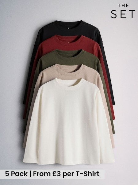 Black/Green - The Set 5 Pack Long Sleeve Oversized T-shirts