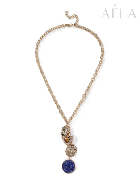 Blue - Aela Blue Flower Resin Charm Necklace