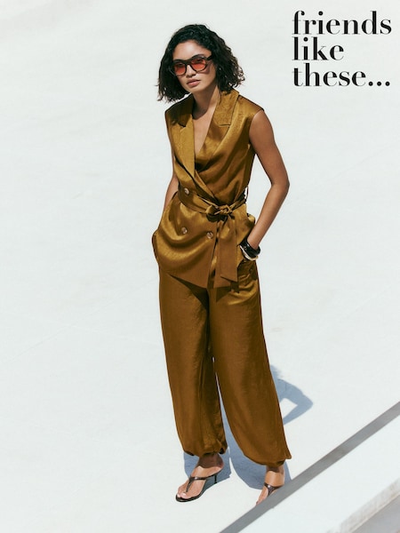 Olive Green - Friends Like These Satin Barrel Trousers