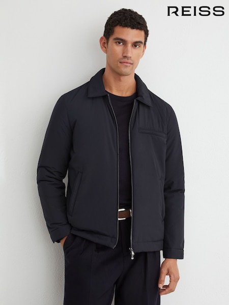 Navy - Regular Reiss Bernardi Technical Padded Zip-through Jacket