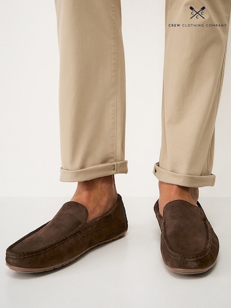 Brown - Regular Crew Clothing Suede Drivers Shoes
