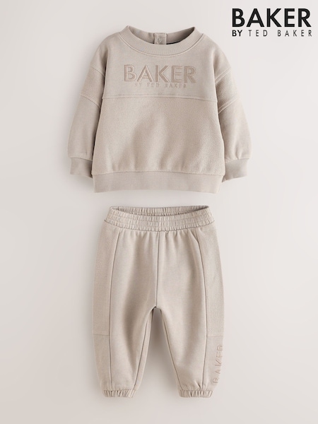 Stone - Baker By Ted Baker Textured Sweatshirt And Joggers Set
