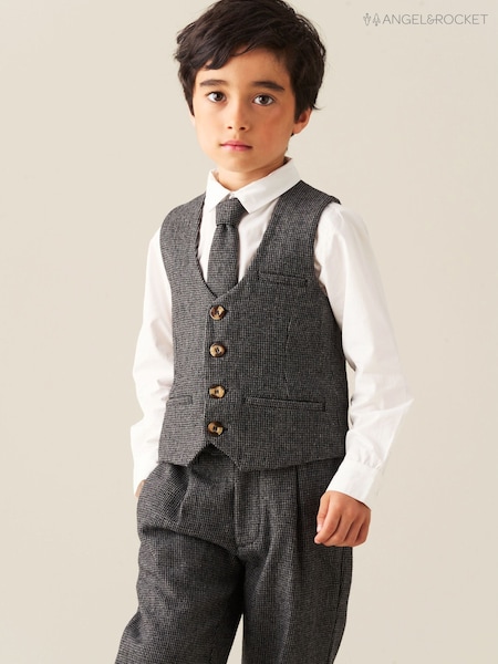Grey - Angel & Rocket Benjamin Smart Check Waistcoat