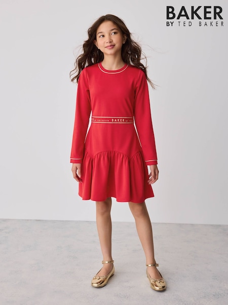 Red - Baker By Ted Baker Peplum Hem Ponte Dress
