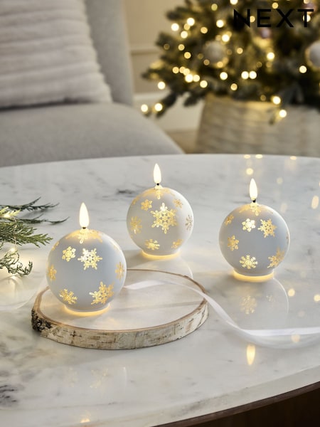 Set Of 3 Christmas Bauble Led Candles