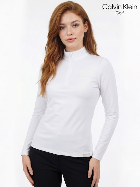 White - Calvin Klein Golf Quinta Quarter Zip Base Layer
