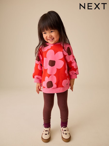 Red/ Pink Flower - Sweatshirt And Leggings Set (3mths-7yrs)