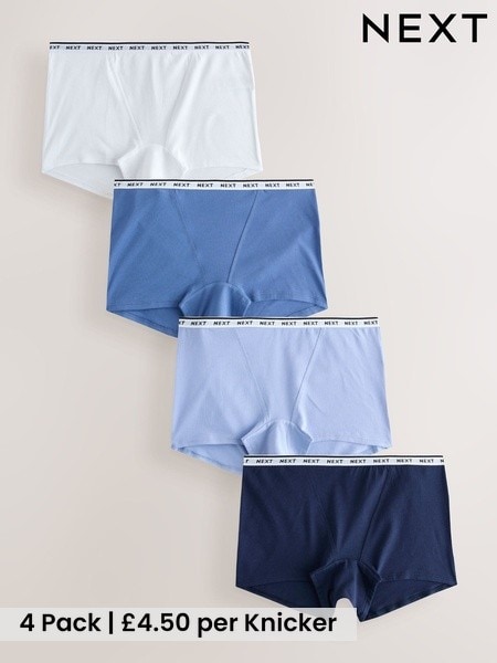 Blue - Cotton Logo Knickers 4 Pack