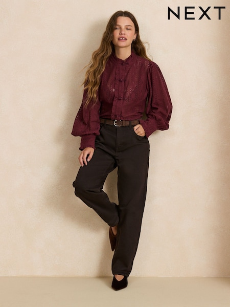 Chocolate Brown - Stovepipe Straight Leg Jeans