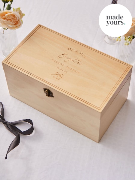 Natural - Made Yours Natural Personalised Wooden Wedding Keepsake Box