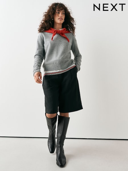 Black - Standard Foot With Wide Calf Forever Comfort® Chisel Toe Western Style Leather Knee High Boots
