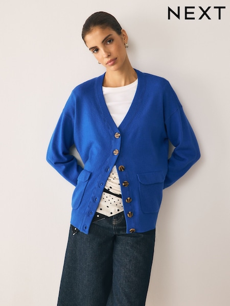 Cobalt Blue - Supersoft Mid Length V-neck Cardigan