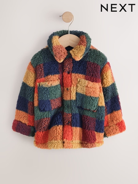 Multi Coloured Check - Borg Fleece Shacket (3mths-7yrs)