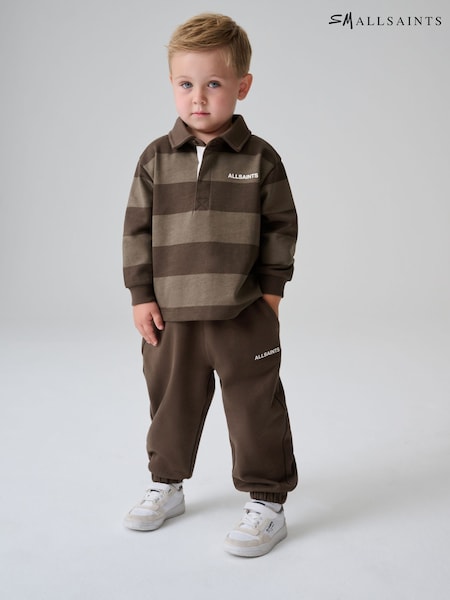 Brown - Smallsaints Striped Rugby Top And Joggers Set