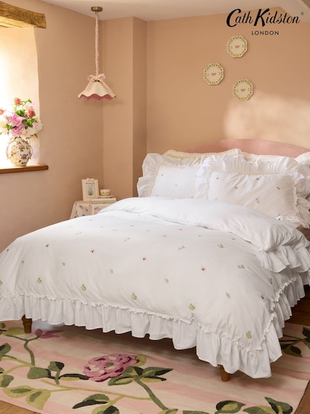 Cath Kidston Embroidered Frill 100% Cotton Bed Set
