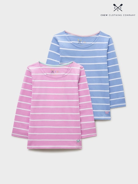 Purple - Crew Clothing Striped Cotton Breton Tops 2 Pack