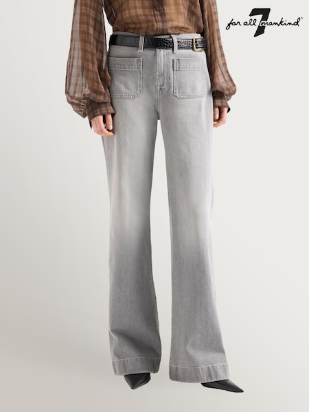 Grey - 7 For All Mankind Modern Dojo Wide Leg Jeans