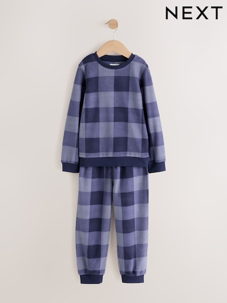 Blue Check - Cosy Fleece Pyjamas Set (3-16yrs)