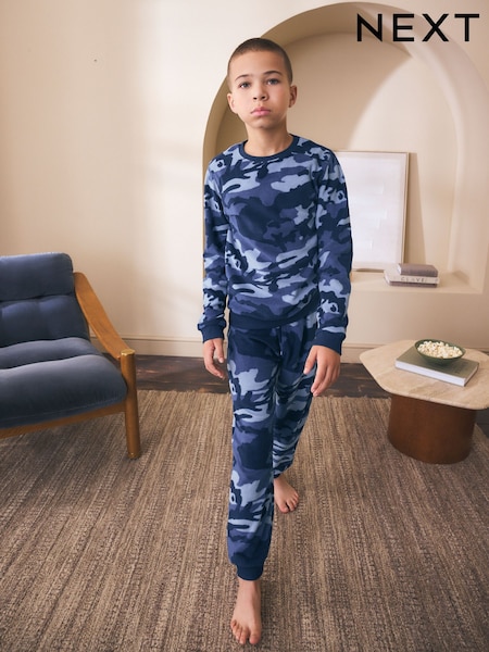 Blue Camo - Printed Cosy Fleece Pyjamas (3-16yrs)