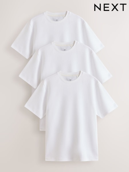 White - Regular Fit Motionflex Soft Heavyweight T-shirts 3 Pack