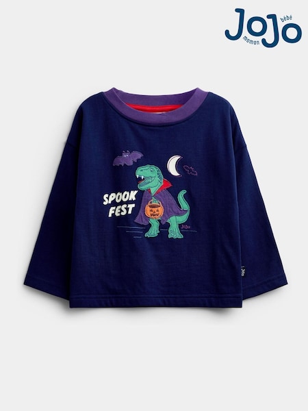 Navy Blue Halloween - Jojo Maman Bébé Glow In The Dark Top