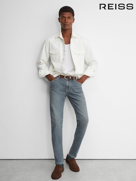 Washed Indigo Grey Cast - Regular Reiss Maddison Tapered Slim-fit Jeans