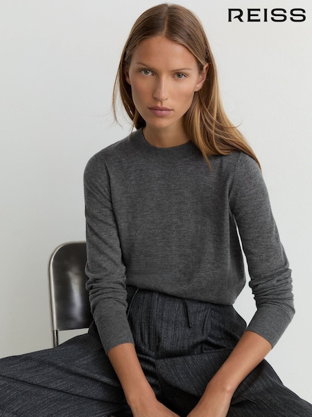 Charcoal Grey - Reiss Sadie Merino Wool Crew-neck Jumper