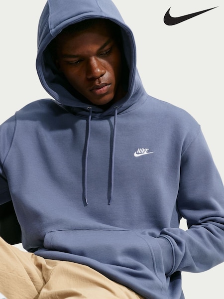 Diffused Blue - Regular Nike Club Pull Over Hoodie