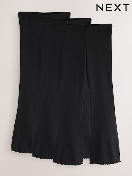 Black - Rib Flare Leggings (3-16yrs)