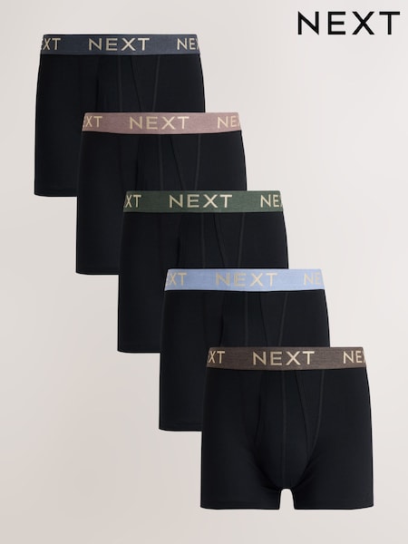 Black Pastel Marl Waistbands - 5 Pack A-front Cotton Rich Boxers
