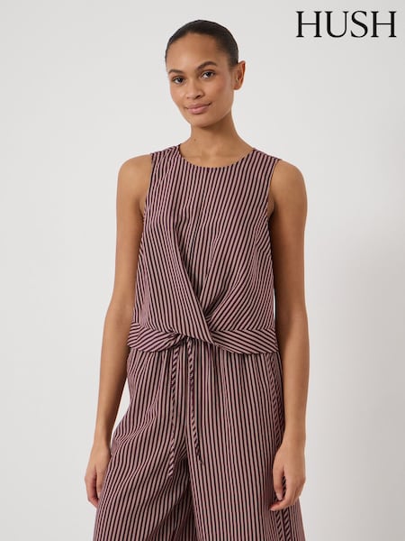 Red - Hush Front Knot Crop Top