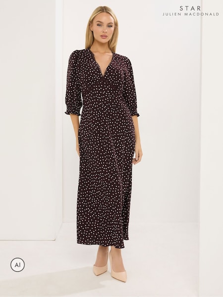Purple - Star By Julien Macdonald Polka Dot Satin Maxi Dress