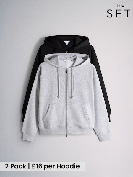 Brown/Oat Marl - The Set 2 Pack Zip Through Hoodies