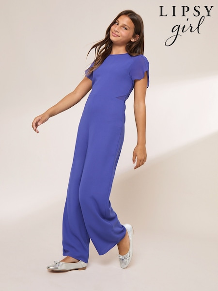 Cobalt Blue - Lipsy Mesh Detail Jumpsuit (7-16yrs)